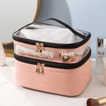 Ingrijire personala si Cosmetice - Machiaj - Portfarduri si genti cosmetice - Geanta pentru cosmetice, pliabila, cu doua compartimente, roz, 17x23x15 cm, eCarla, KS92WZ4 - Infinity.ro