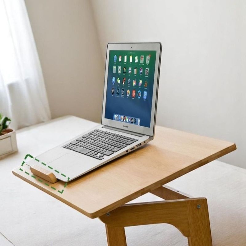 Casa si Gradina - Mobilier - Mese si birouri - Birouri - Masa multifunctionala, pliabila, din bambus, pentru laptop si tableta, 60x35x67 cm, eCarla, STL21 - Infinity.ro