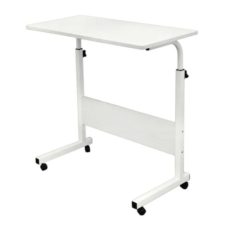 Casa si Gradina - Mobilier - Mese si birouri - Birouri - Masa mobila, reglabila, pe roti, pentru laptop, cadru metalic, culoarea alb, 80x40 cm, eCarla, STL03WZ2 - Infinity.ro