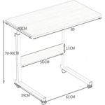 Casa si Gradina - Mobilier - Mese si birouri - Birouri - Masa mobila, reglabila, pe roti, pentru laptop, cadru metalic, culoarea alb, 80x40 cm, eCarla, STL03WZ2 - Infinity.ro