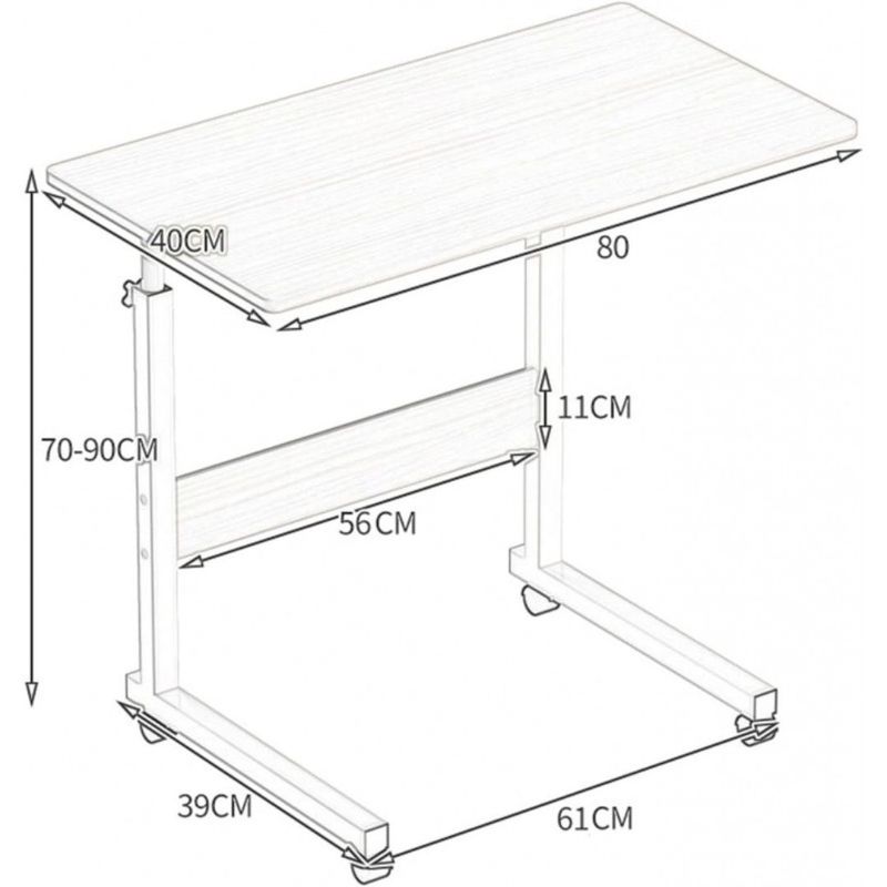 Casa si Gradina - Mobilier - Mese si birouri - Birouri - Masa mobila, reglabila, pe roti, pentru laptop, cadru metalic, culoarea alb, 80x40 cm, eCarla, STL03WZ2 - Infinity.ro