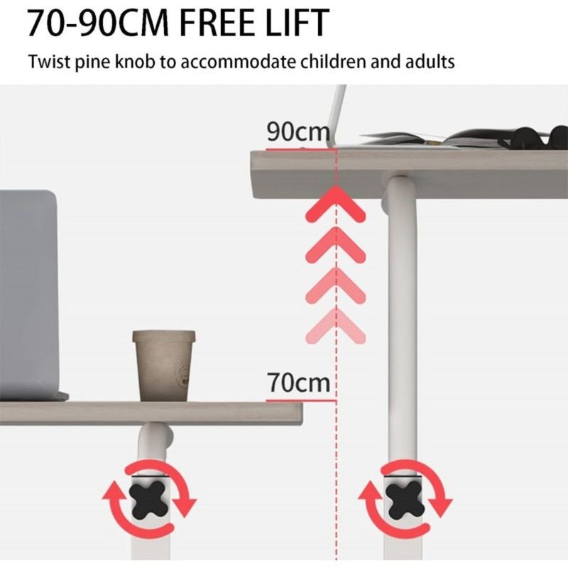 Casa si Gradina - Mobilier - Mese si birouri - Birouri - Masa mobila, reglabila, pe roti, pentru laptop, cadru metalic, culoarea alb, 80x40 cm, eCarla, STL03WZ2 - Infinity.ro