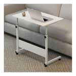 Casa si Gradina - Mobilier - Mese si birouri - Birouri - Masa mobila, reglabila, pe roti, pentru laptop, cadru metalic, culoarea alb, 80x40 cm, eCarla, STL03WZ2 - Infinity.ro