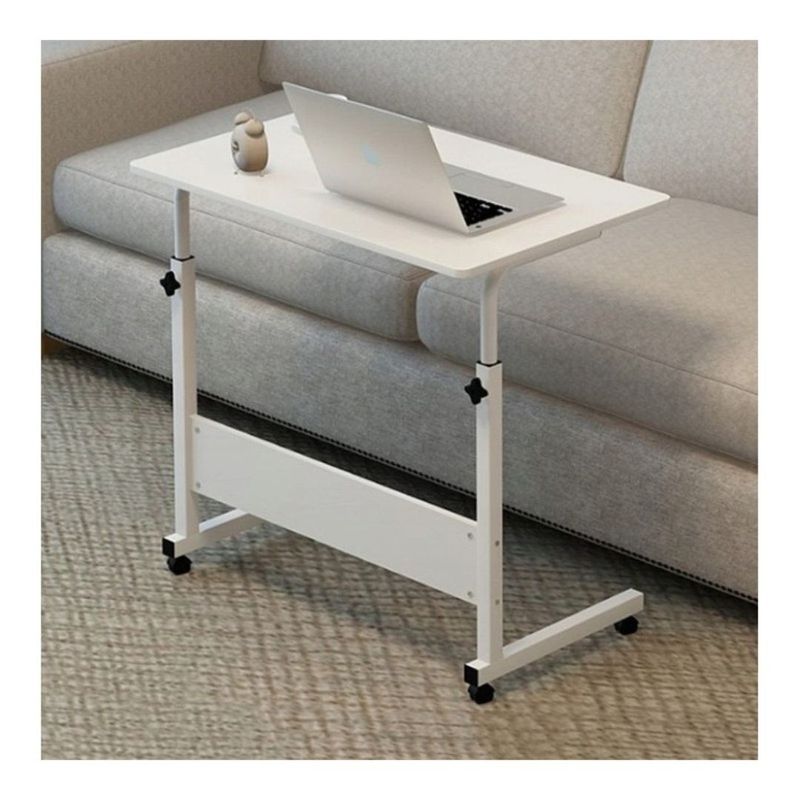 Casa si Gradina - Mobilier - Mese si birouri - Birouri - Masa mobila, reglabila, pe roti, pentru laptop, cadru metalic, culoarea alb, 80x40 cm, eCarla, STL03WZ2 - Infinity.ro