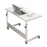 Casa si Gradina - Mobilier - Mese si birouri - Birouri - Masa mobila, reglabila, pe roti, pentru laptop, cadru metalic, culoarea alb, 80x40 cm, eCarla, STL03WZ2 - Infinity.ro