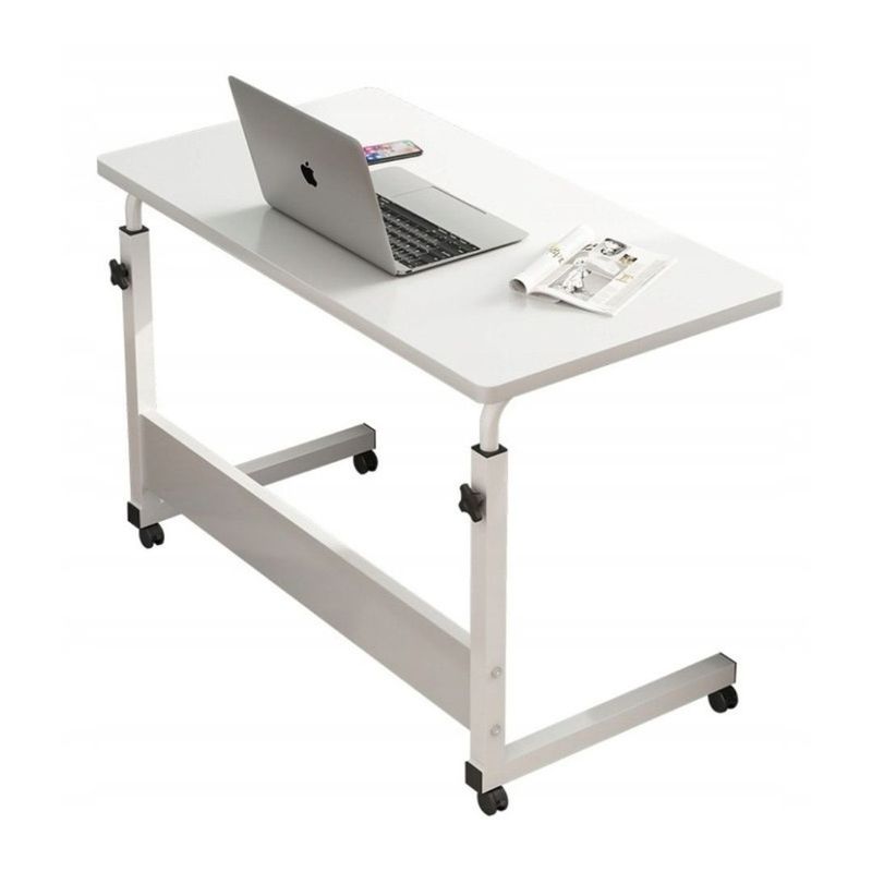 Casa si Gradina - Mobilier - Mese si birouri - Birouri - Masa mobila, reglabila, pe roti, pentru laptop, cadru metalic, culoarea alb, 80x40 cm, eCarla, STL03WZ2 - Infinity.ro