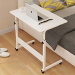 Casa si Gradina - Mobilier - Mese si birouri - Birouri - Masa mobila, reglabila, pe roti, pentru laptop, cadru metalic, culoarea alb, 80x40 cm, eCarla, STL03WZ2 - Infinity.ro