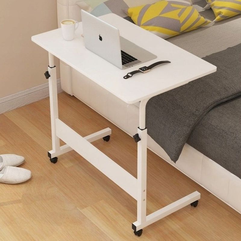 Casa si Gradina - Mobilier - Mese si birouri - Birouri - Masa mobila, reglabila, pe roti, pentru laptop, cadru metalic, culoarea alb, 80x40 cm, eCarla, STL03WZ2 - Infinity.ro