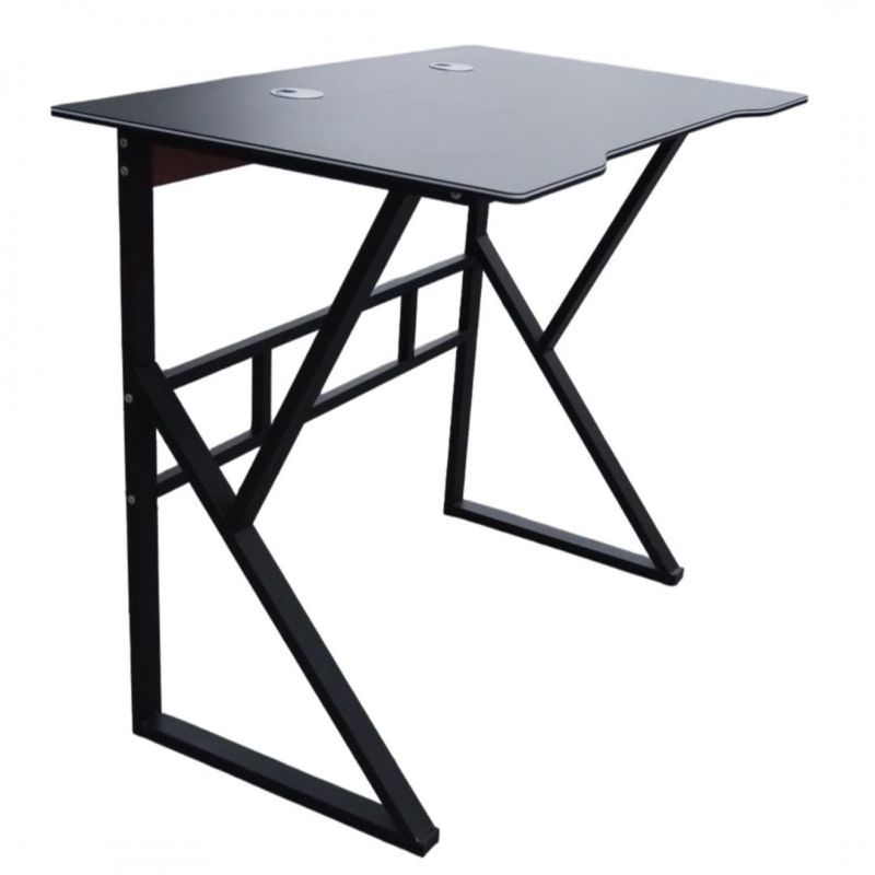 Casa si Gradina - Mobilier - Mese si birouri - Birouri - Birou Gaming, cadru metalic, blat neted cu orificii pentru cabluri, culoarea negru, 100x60 cm, eCarla, STL20CZ - Infinity.ro