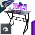 Casa si Gradina - Mobilier - Mese si birouri - Birouri - Birou Gaming, cadru metalic, blat neted cu orificii pentru cabluri, culoarea negru, 100x60 cm, eCarla, STL20CZ - Infinity.ro