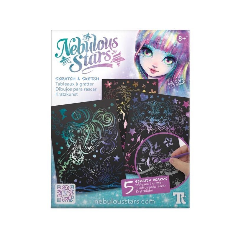 Carti si Birotica - Carti - Carti pentru copii - Activitati extracurriculare - Set creativ Scratch & Sketch, planse de razuit, sabloane si unelte incluse, Nebulous Stars, Isadora, 8+ - Infinity.ro