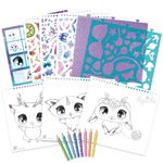 Jucarii, Copii si Bebe - Jucarii si jocuri - Jucarii & jocuri educative - Seturi pictura si desen - Caiet de schite creative, Animoulous Fever, Nebulous Stars - 30 fise, 8 creioane colorate, stickere si sabloane - Infinity.ro