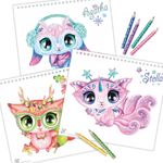 Jucarii, Copii si Bebe - Jucarii si jocuri - Jucarii & jocuri educative - Seturi pictura si desen - Caiet de schite creative, Animoulous Fever, Nebulous Stars - 30 fise, 8 creioane colorate, stickere si sabloane - Infinity.ro