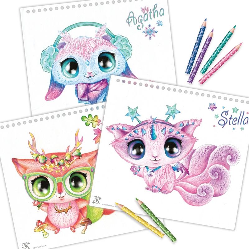 Jucarii, Copii si Bebe - Jucarii si jocuri - Jucarii & jocuri educative - Seturi pictura si desen - Caiet de schite creative, Animoulous Fever, Nebulous Stars - 30 fise, 8 creioane colorate, stickere si sabloane - Infinity.ro