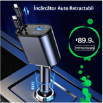 Laptop, Telefoane si Tablete - Telefoane mobile si accesorii - Accesorii Telefoane - Incarcatoare telefoane - Incarcator Auto Retractabil Super Fast Charge SINZO, 4 in 1, Doua Cabluri Type C si Apple, Doua Porturi USB si USB-C - Infinity.ro