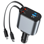 Laptop, Telefoane si Tablete - Telefoane mobile si accesorii - Accesorii Telefoane - Incarcatoare telefoane - Incarcator Auto Retractabil Super Fast Charge SINZO, 4 in 1, Doua Cabluri Type C si Apple, Doua Porturi USB si USB-C - Infinity.ro