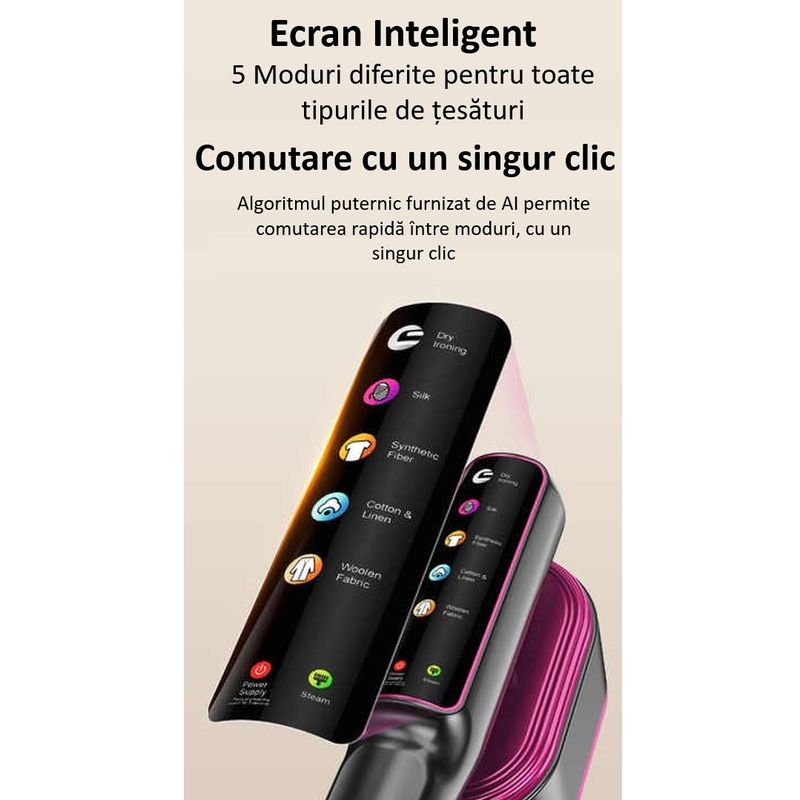 Electronice si Electrocasnice - Ingrijirea tesaturilor - Aparate de calcat cu aburi - Aparat de calcat cu Abur 5 in 1 Sinzo®,Vertical si Orizontal,1200W, Afisaj LCD, Touch Screen, Portabil - Infinity.ro