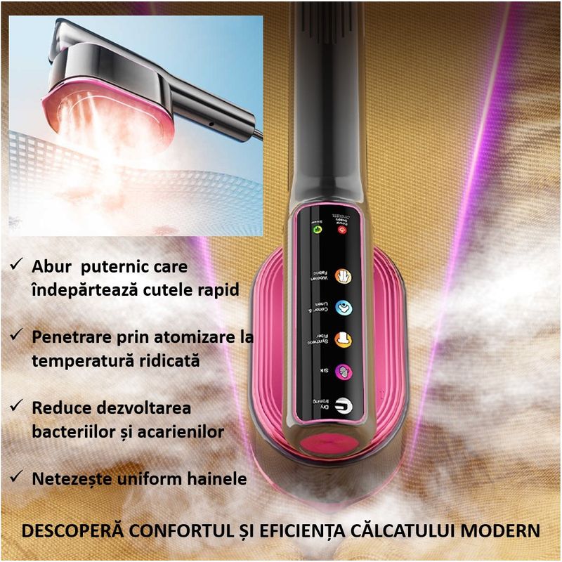 Electronice si Electrocasnice - Ingrijirea tesaturilor - Aparate de calcat cu aburi - Aparat de calcat cu Abur 5 in 1 Sinzo®,Vertical si Orizontal,1200W, Afisaj LCD, Touch Screen, Portabil - Infinity.ro