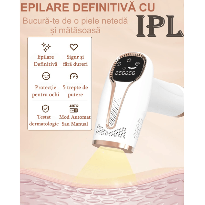 Ingrijire personala si Cosmetice - Aparate & accesorii ingrijire personala - Epilatoare si accesorii - Epilatoare - Epilator IPL SINZO®, epilare definitiva fara durere, 999.999 impulsuri, Tehnologie IPL, 5 trepte de intensitate - Infinity.ro