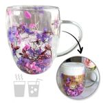 Casa si Gradina - Bucatarie si vesela - Cani si pahare - Cani si cesti - Cana termo, din sticla borosilicata, cu gypsophila, hortensii, trandafiri, 300 ml, pereti dubli, eCarla, SZK166 - Infinity.ro