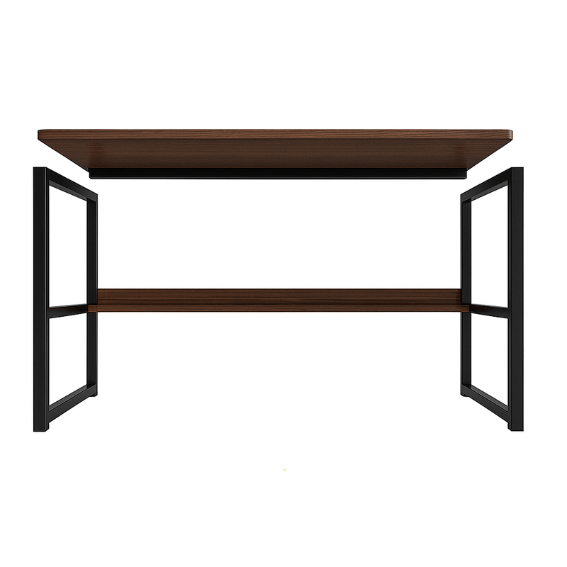 Casa si Gradina - Mobilier - Mese si birouri - Birouri - Birou pentru calculator cu raft HomeOFFICE, model scandinav,,picioare metal,Maro Dark 100x45x72 - Infinity.ro