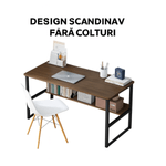 Casa si Gradina - Mobilier - Mese si birouri - Birouri - Birou pentru calculator cu raft HomeOFFICE, model scandinav,,picioare metal,Maro Dark 100x45x72 - Infinity.ro