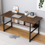 Casa si Gradina - Mobilier - Mese si birouri - Birouri - Birou pentru calculator cu raft HomeOFFICE, model scandinav,,picioare metal,Maro Dark 100x45x72 - Infinity.ro