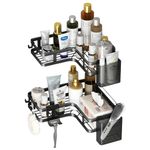 Casa si Gradina - Sanitare - Suporturi si accesorii baie - Suporturi baie - Raft de dus, Set cu 2 Etajere pe Colt Baie si Bucatarie, Sinzo®, Montarea usoara Fara Gauri, Design Modern, Negru - Infinity.ro
