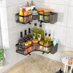 Casa si Gradina - Sanitare - Suporturi si accesorii baie - Suporturi baie - Raft de dus, Set cu 2 Etajere pe Colt Baie si Bucatarie, Sinzo®, Montarea usoara Fara Gauri, Design Modern, Negru - Infinity.ro