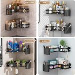 Casa si Gradina - Sanitare - Suporturi si accesorii baie - Suporturi baie - Raft de dus, Set cu 2 Etajere pe Colt Baie si Bucatarie, Sinzo®, Montarea usoara Fara Gauri, Design Modern, Negru - Infinity.ro