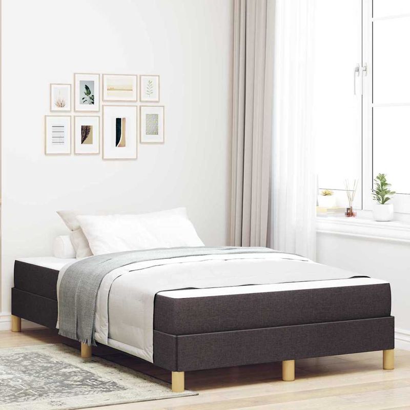Casa si Gradina - Mobilier - Paturi si accesorii - Paturi - Pat cu arcuri Maro 120 x 190 cm Tesatura, Lemn Ingineresc - Infinity.ro