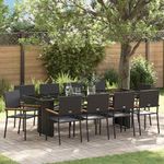 Casa si Gradina - Gradina si terasa - Mobilier exterior - Scaune si sezlonguri gradina - Set de masa pentru gradina 11 pcs Negru Rattan poli - Infinity.ro