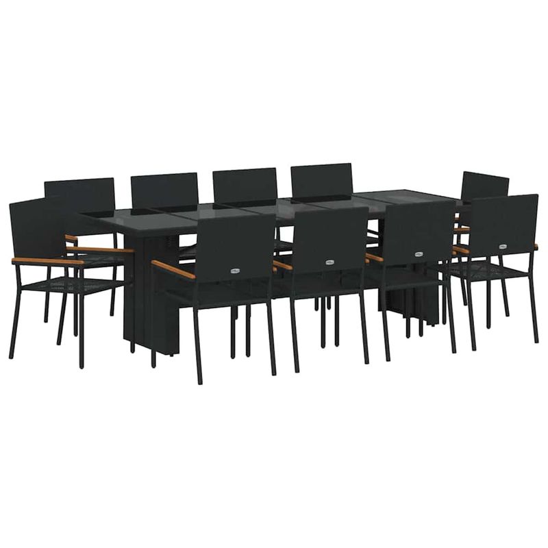 Casa si Gradina - Gradina si terasa - Mobilier exterior - Scaune si sezlonguri gradina - Set de masa pentru gradina 11 pcs Negru Rattan poli - Infinity.ro