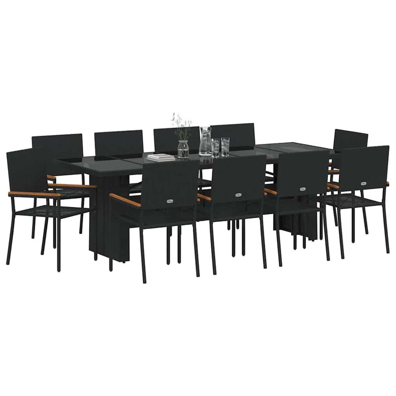 Casa si Gradina - Gradina si terasa - Mobilier exterior - Scaune si sezlonguri gradina - Set de masa pentru gradina 11 pcs Negru Rattan poli - Infinity.ro