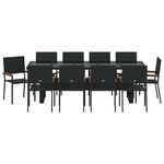 Casa si Gradina - Gradina si terasa - Mobilier exterior - Scaune si sezlonguri gradina - Set de masa pentru gradina 11 pcs Negru Rattan poli - Infinity.ro