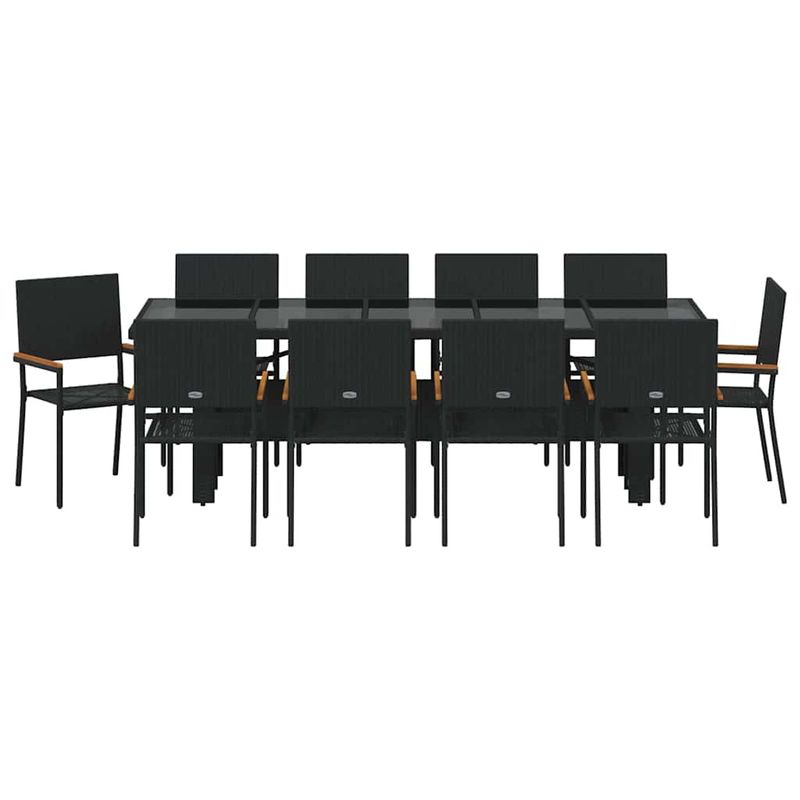 Casa si Gradina - Gradina si terasa - Mobilier exterior - Scaune si sezlonguri gradina - Set de masa pentru gradina 11 pcs Negru Rattan poli - Infinity.ro