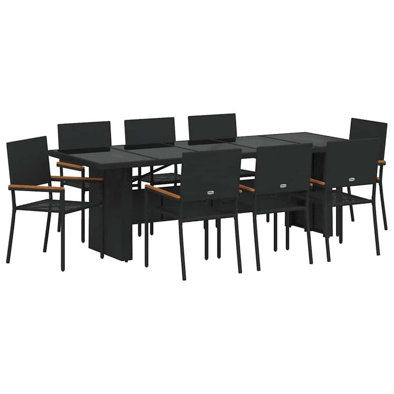 Casa si Gradina - Gradina si terasa - Mobilier exterior - Scaune si sezlonguri gradina - Set de masa pentru gradina 9 pcs Negru Rattan poli - Infinity.ro