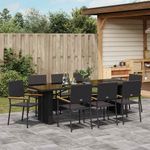 Casa si Gradina - Gradina si terasa - Mobilier exterior - Scaune si sezlonguri gradina - Set de masa pentru gradina 9 pcs Negru Rattan poli - Infinity.ro