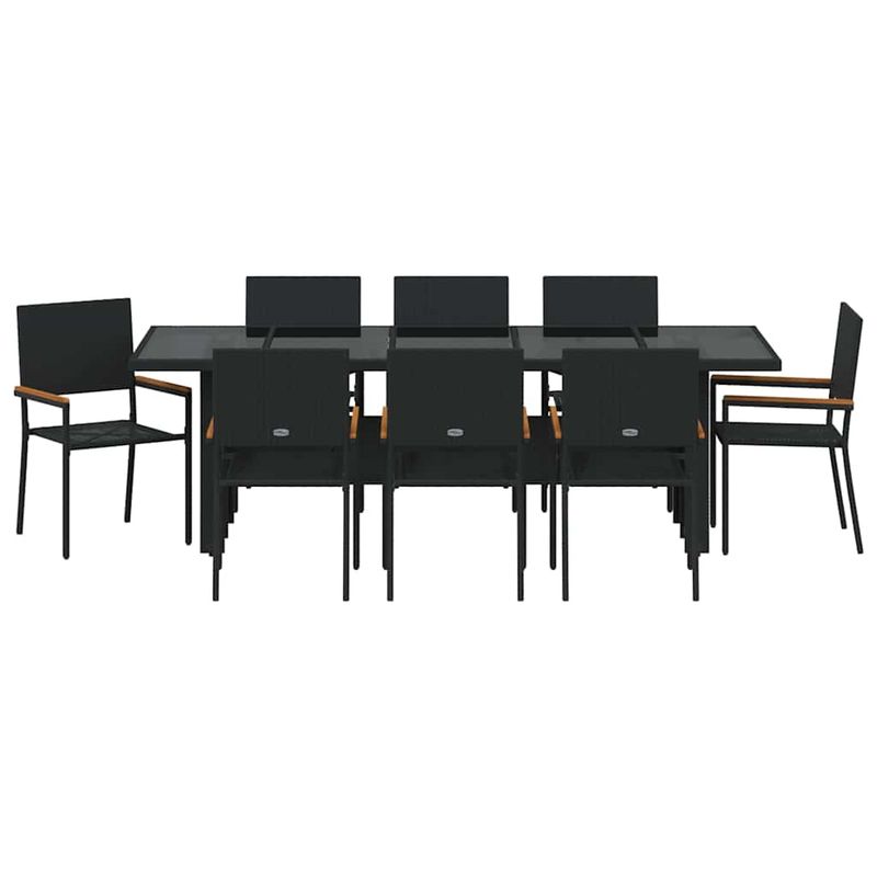Casa si Gradina - Gradina si terasa - Mobilier exterior - Scaune si sezlonguri gradina - Set de masa pentru gradina 9 pcs Negru Rattan poli - Infinity.ro