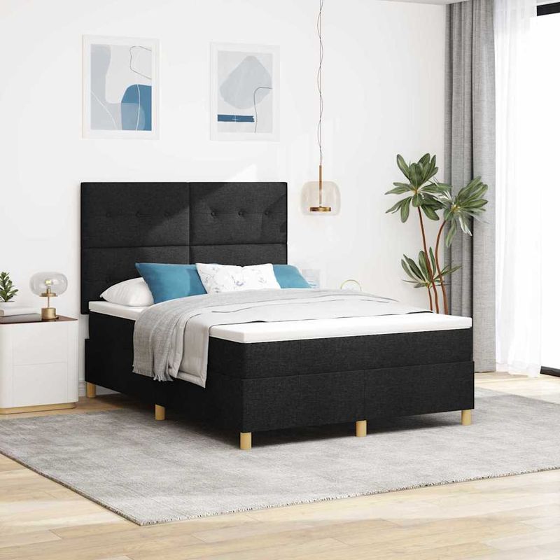 Casa si Gradina - Mobilier - Paturi si accesorii - Paturi - Pat cu arcuri cu saltea Negru 160 x 200 cm tesatura - Infinity.ro