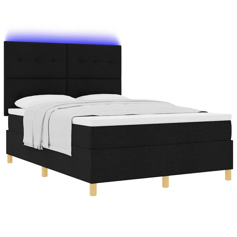 Casa si Gradina - Mobilier - Paturi si accesorii - Paturi - Pat cu arcuri cu saltea Negru 160 x 200 cm tesatura - Infinity.ro
