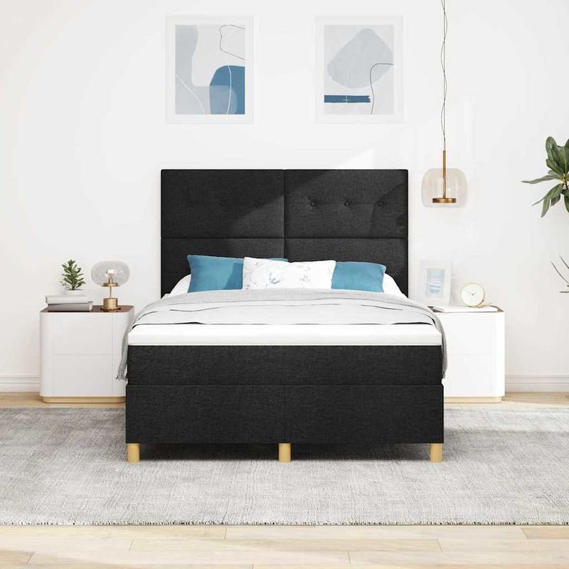 Casa si Gradina - Mobilier - Paturi si accesorii - Paturi - Pat cu arcuri cu saltea Negru 160 x 200 cm tesatura - Infinity.ro