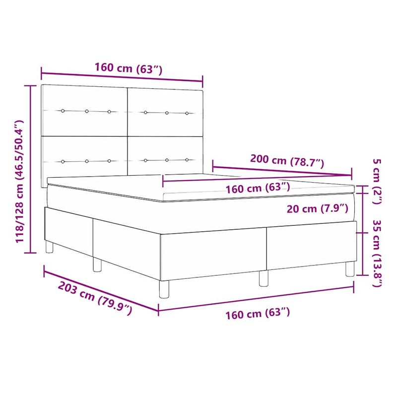 Casa si Gradina - Mobilier - Paturi si accesorii - Paturi - Pat cu arcuri cu saltea Negru 160 x 200 cm tesatura - Infinity.ro