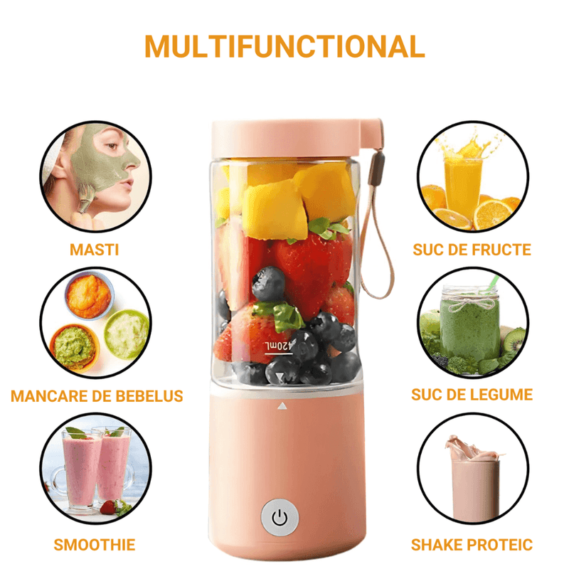 Electronice si Electrocasnice - Electrocasnice bucatarie - Mixere, tocatoare & roboti de bucatarie - Blendere si mini tocatoare - Mini Blender Electric, Arvada® Easy Mix SJ1007, 80W, 20.000 RPM, 4000 mAh, Portabil, Multifunctional - Infinity.ro