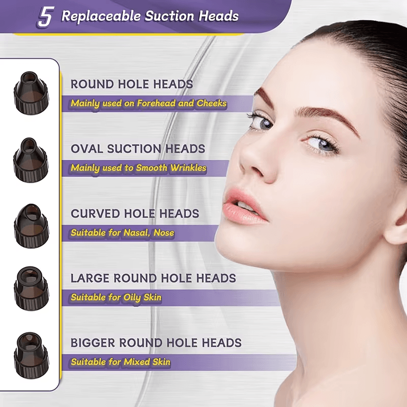 Ingrijire personala si Cosmetice - Aparate & accesorii ingrijire personala - Aparate cosmetice - Aparate intretinere si ingrijire corporala - Aparat de Indepartat Puncte Negre, cu Vacuum SINZO®, 3 programe de aspirare, incarcare USB, Negru - Infinity.ro