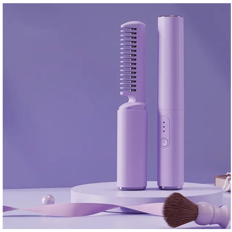 Ingrijire personala si Cosmetice - Ingrijire personala - Ingrijire par - Perii de par si piepteni - Mini Perie de Indreptat Parul, 3 Trepte de temperatura, Reincarcabila, Portabila, 2 in 1, Ceramica, Violet - Infinity.ro