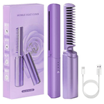 Ingrijire personala si Cosmetice - Ingrijire personala - Ingrijire par - Perii de par si piepteni - Mini Perie de Indreptat Parul, 3 Trepte de temperatura, Reincarcabila, Portabila, 2 in 1, Ceramica, Violet - Infinity.ro