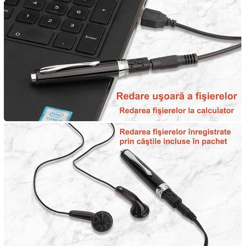 Laptop, Telefoane si Tablete - Wearables si gadgeturi - Gadgeturi - Dispozitive spionaj - Reportofon Spion Integrat In Pix, Memorie 32 GB Inclusa, Dispozitiv Spionaj Cu Activare Vocala, Eliminare Sunete Fundal - Infinity.ro