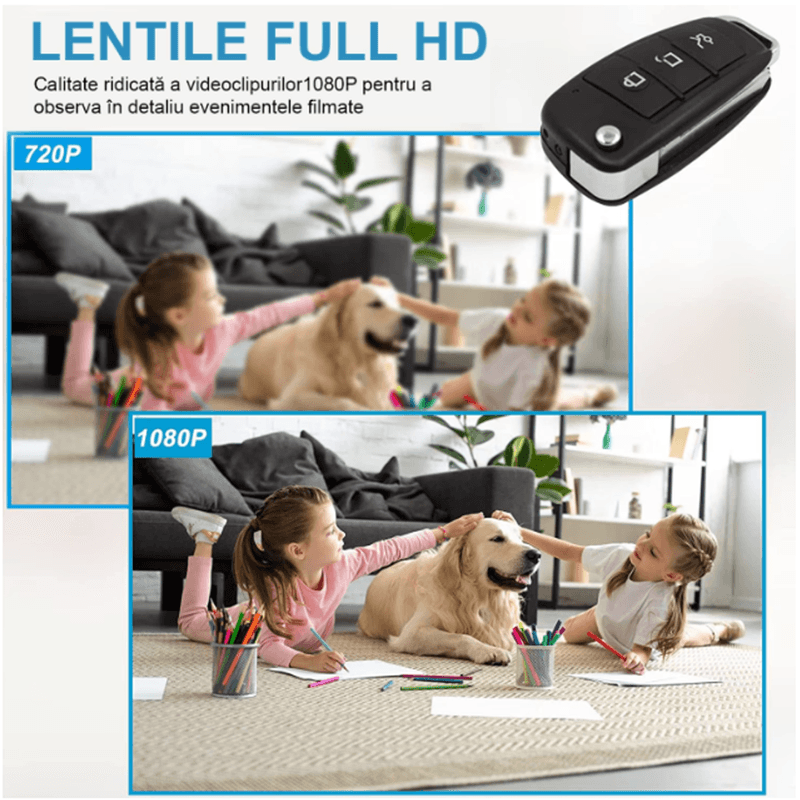 Laptop, Telefoane si Tablete - Wearables si gadgeturi - Gadgeturi - Dispozitive spionaj - Mini camera spion HD tip breloc, incorporata in cheie auto, Digital Video Recorder, reincarcabila - Infinity.ro