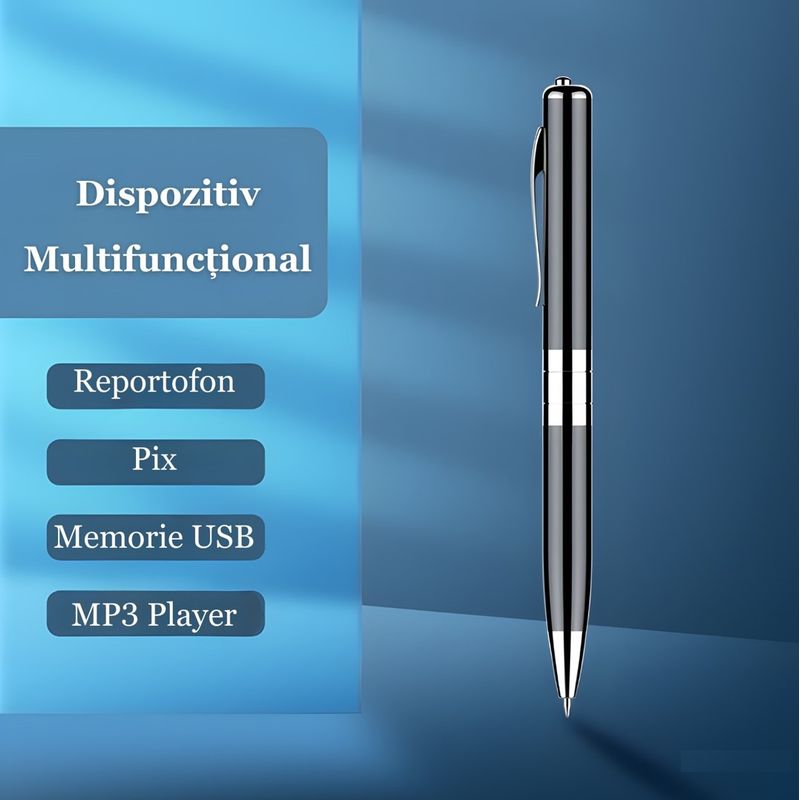 Laptop, Telefoane si Tablete - Wearables si gadgeturi - Gadgeturi - Dispozitive spionaj - Reportofon Spion Integrat In Pix, SINZO®, Memorie 32 GB Inclusa, Dispozitiv Spionaj Cu Activare Vocala, Redare MP3 - Infinity.ro